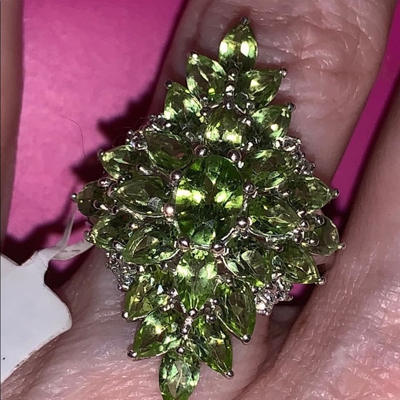 PERIDOT,ZIRCON STERLING SILVER RING - Picture 6 of 7